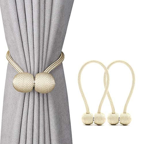 OEXEO 2 PCS Curtain Tiebacks Random Modelling Curtain Holdbacks Drapery Tie Backs,Decorative Rope Hook for Window Blackout and Sheer Panels No Need Punching (Beige) (B-#5) (A-#1)