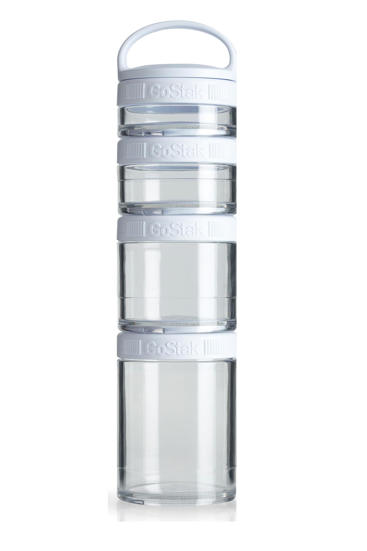 Blender Bottle GoStak Food Storage Containers for Protein Powder, Healthy Snacks, and Portion Control, 4-Piece Starter Pak, White