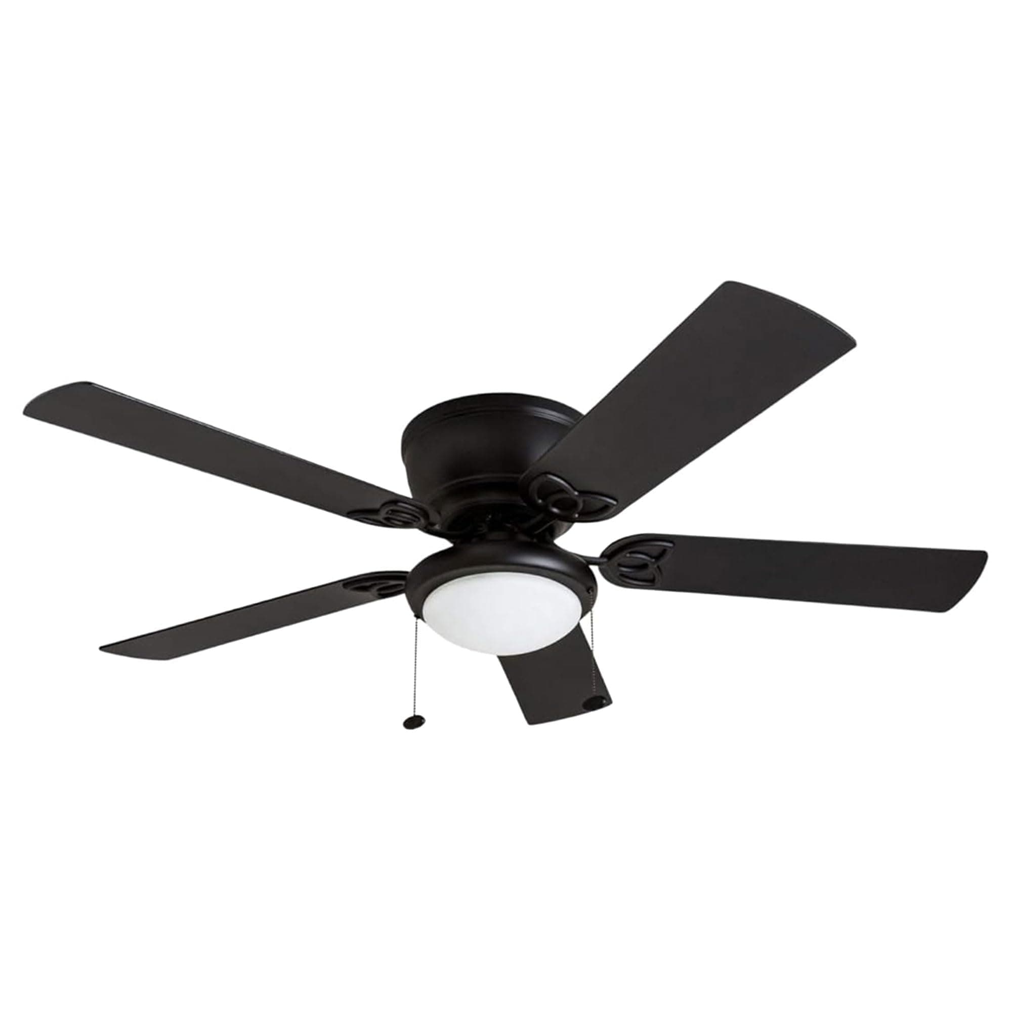 Prominence Home Benton Traditional 52 Inch Ceiling Fan with Light, LED Flush Mount Ceiling Fan, Indoor Fan with 5 Blades, Matte Black and Gray Cedar Blade Finish Options, Matte Black (50853-01)