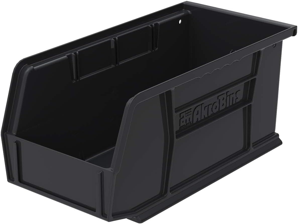 Akro-Mils 30230 AkroBins Plastic Storage Bins, Space-Saving Stackable Bins for Garage, Pantry, Craft Organization, 11-Inch x 5-Inch x 5-Inch, Black, 12-Pack