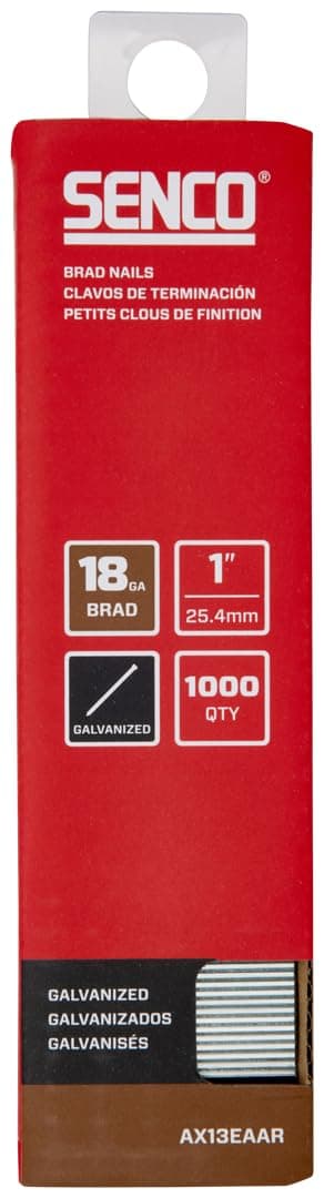 AX13EAAR 1" 18 Gauge Brad Nails, Galvanized Finish, Collated 1,000 Count Pack