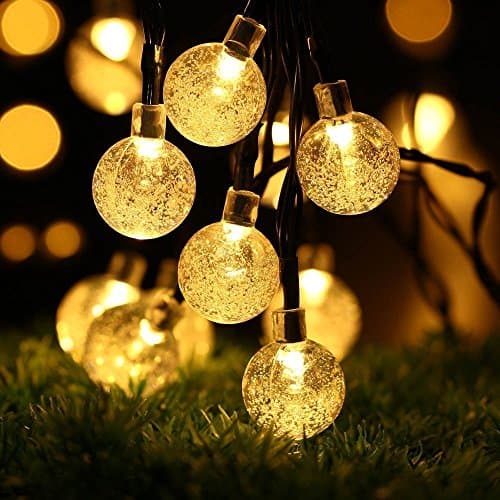 ALOVECO Solar String Lights Outdoor, 25ft 40 LED Crystal Ball Waterproof String Lights Solar Powered Fairy Lighting for Garden Home Landscape Holiday Decoration