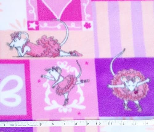 2 Yards - Angelina Ballerina Patchwork Fleece Fabric - Officially Licensed (Great for Quilting, Sewing, Craft Projects, Curtains, Pillows, Etc.) Pre-Cut 2 Yards x 60" Wide