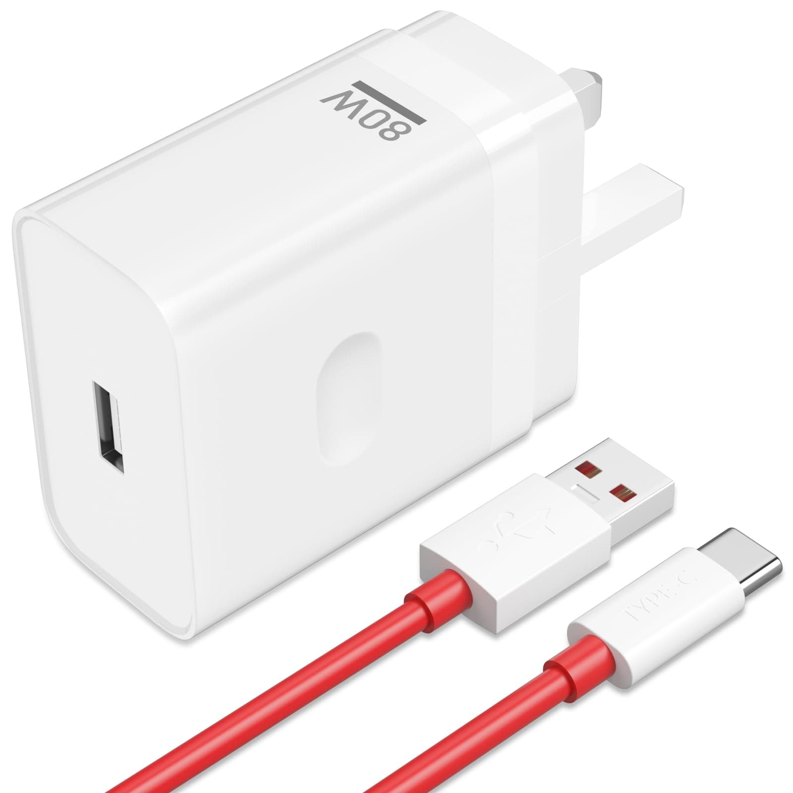 80W Supervooc Charger for Oneplus 13 12 12R,for One Plus Warp Charger Block Replacement with USB C Warp Charge Cable 1M,USB Wall Plug UK Power Adapter for Oneplus Nord 4 CE 4 Lite 10Pro 9 Pro Pad 2