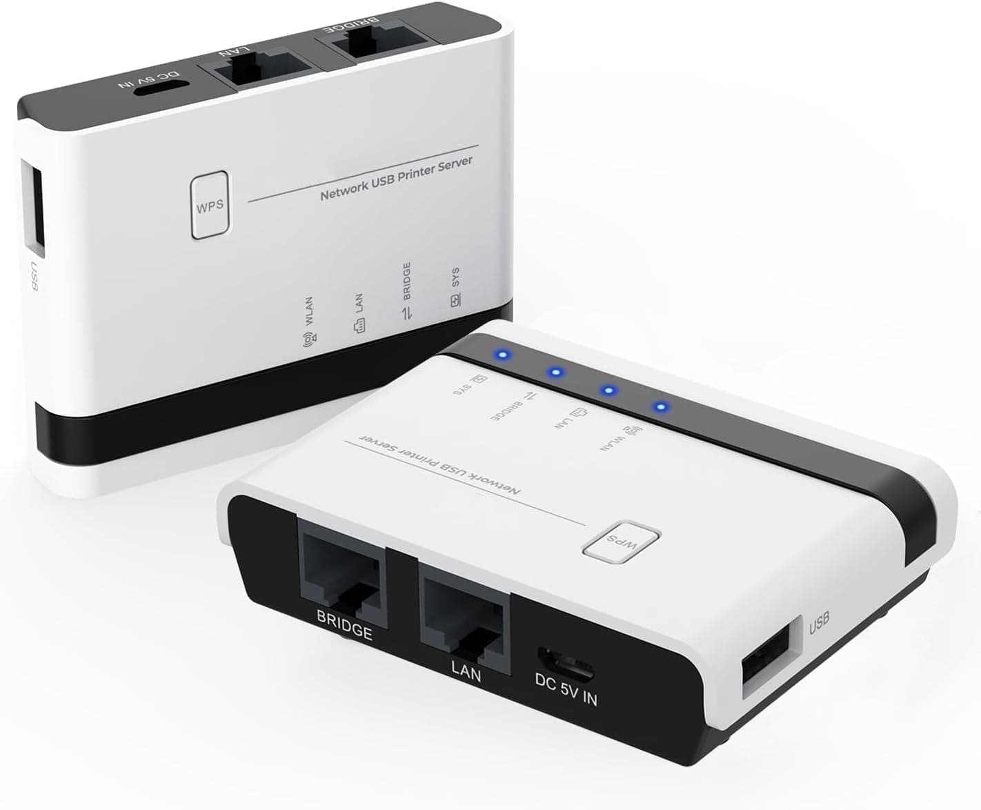 MICROWARE USB Wireless Print Server, WiFi Print Server with 10/100Mbps LAN/Bridge, 480Mbps USB2.0, Support Wired/Wireless/Standalone Modes, Compatible with Windows/Mac and All RAW-Supported Printers