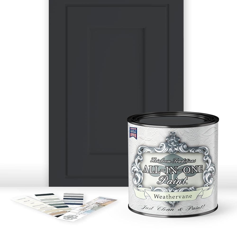 ALL-IN-ONE Paint by Heirloom Traditions, Weathervane (Charcoal), Quart - Durable cabinet and furniture paint. Built in primer and top coat, no sanding needed. Includes our 30 featured color card.