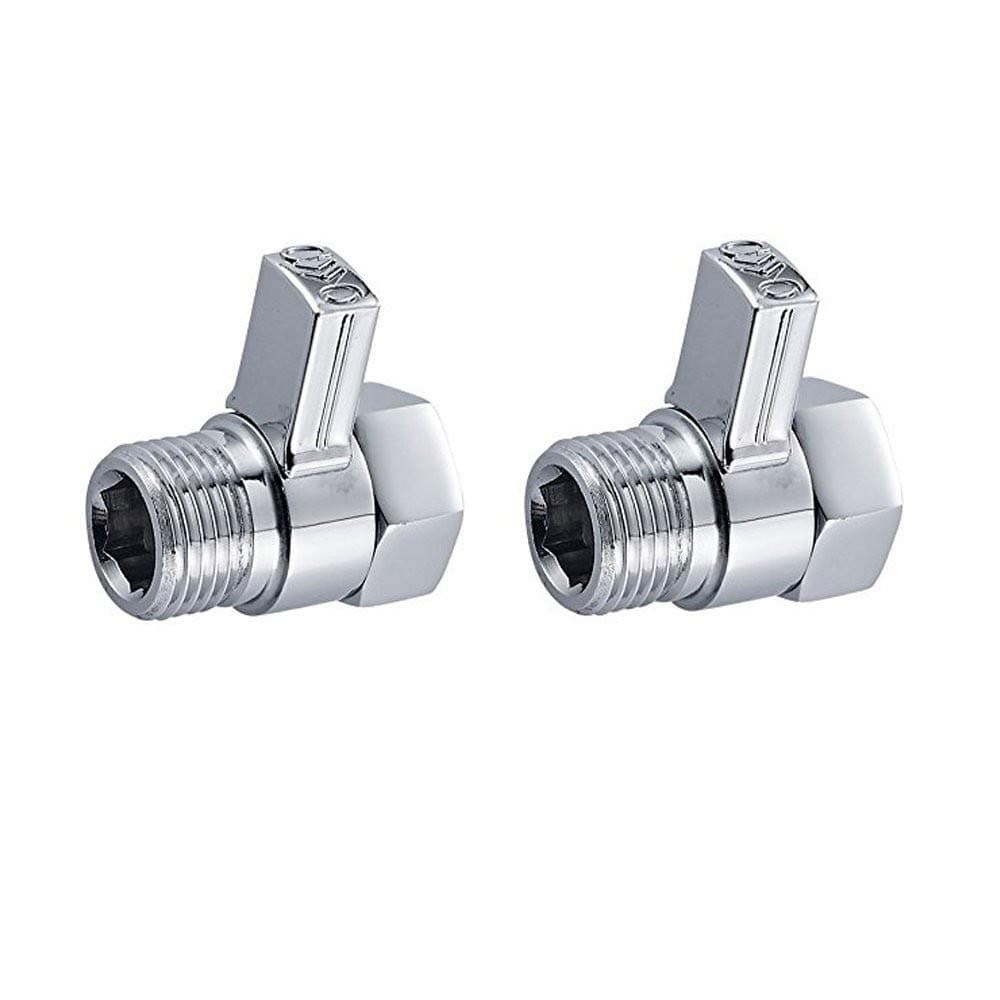 Brass Shower Flow Control Valve Water Pressure Reducing Controller Hand Held Sprayer Head Supply Shut Off Stop Switch Universal Replacement Part, Long Lever Handle Polished Chrome 2 pcs package