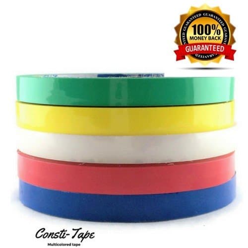 Constitape Bag Sealer Tape, bag sealing tape, 3/8" x 200 Yards 5 Rolls (1Green, 1Yellow, 1transparant, 1red, 1blue) 200 Yards total