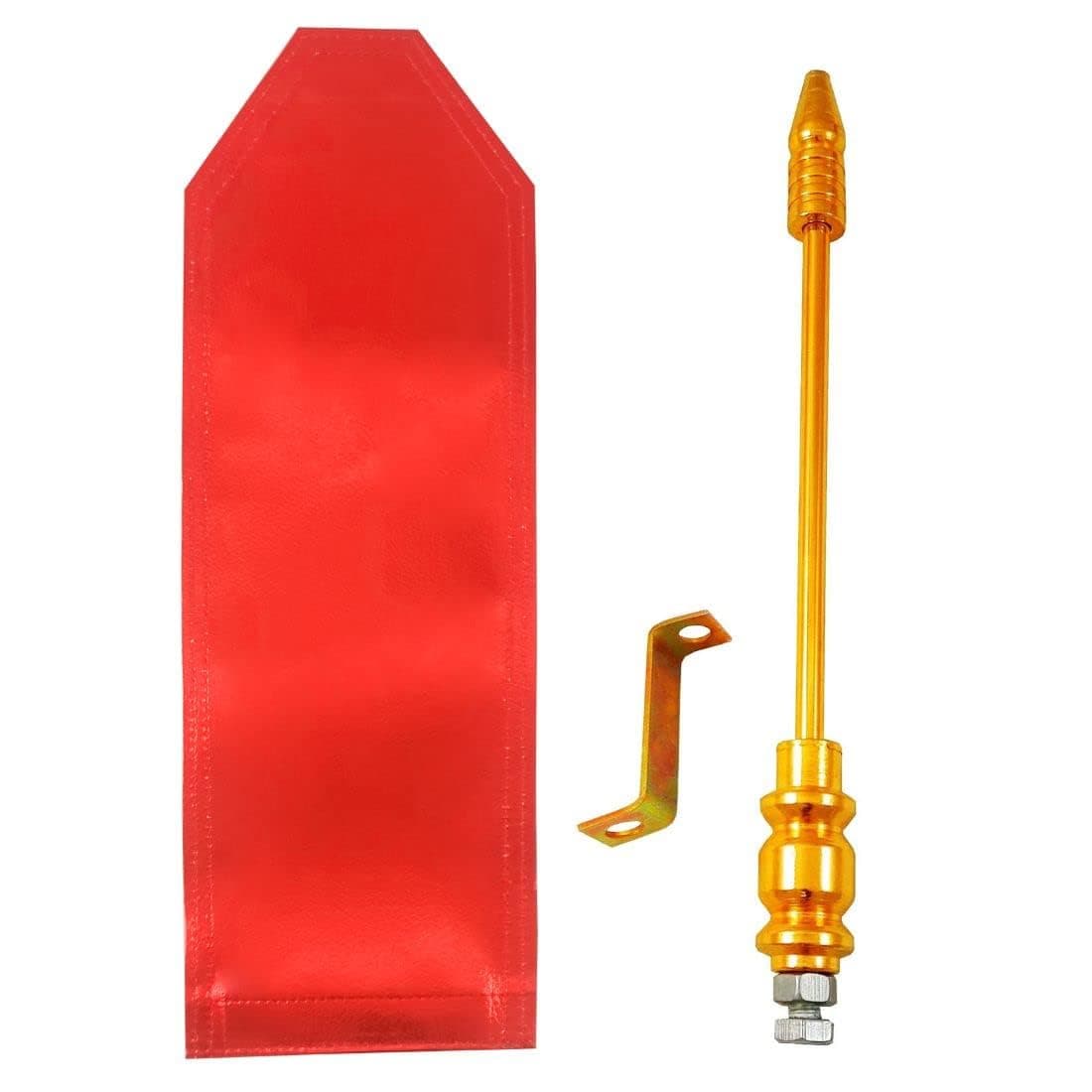 Golden Car Flag Rod with Bracket and Cover (Golden) for All Car Models/Judgement Rod/Corner Rod (Red)