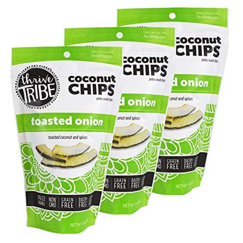 Thrive Tribe Paleo Coconut Chips, Toasted Onion, 3.14 oz (Pack of 3)