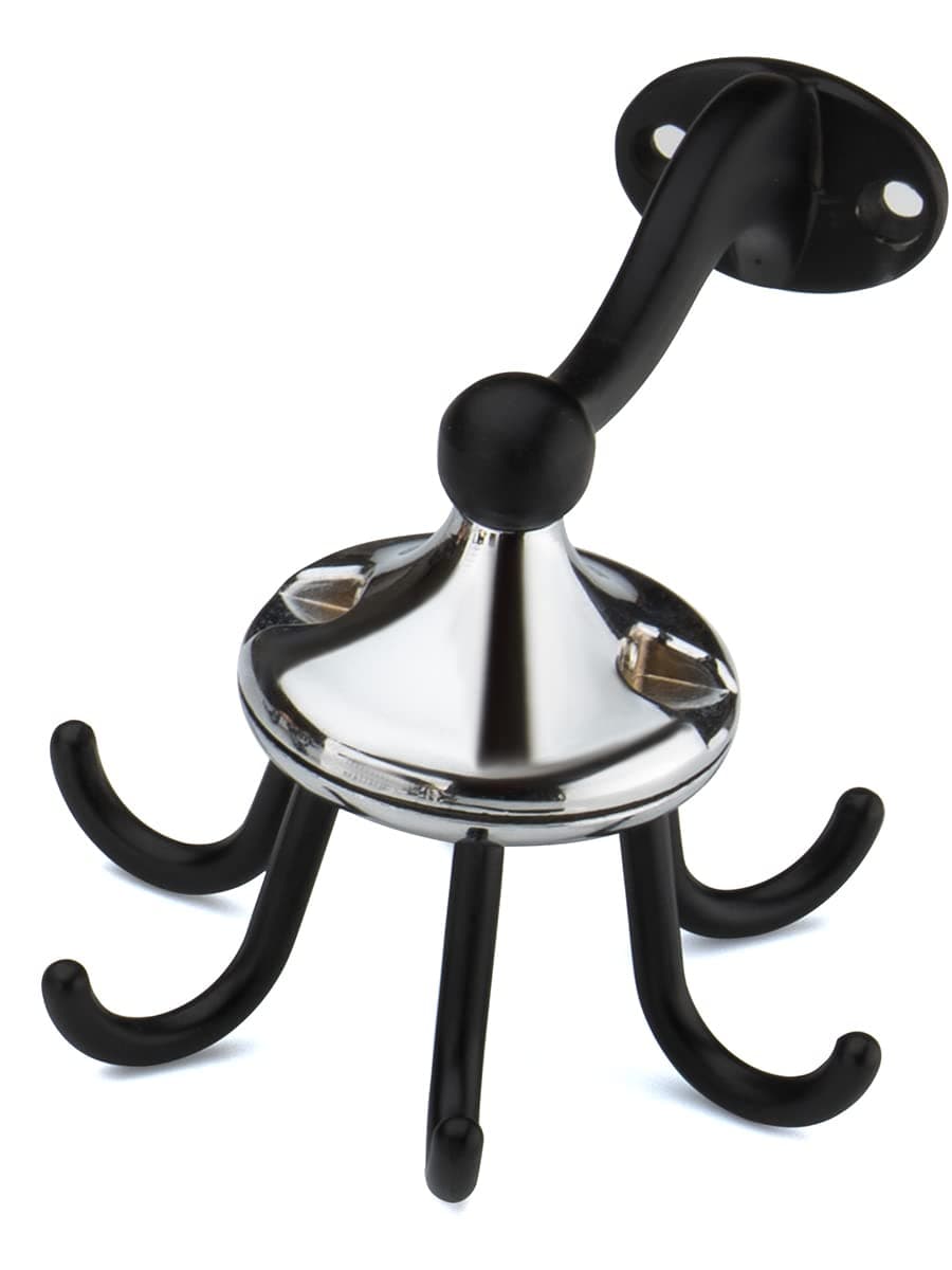 Eye Berry I360 Rotating Hook Kitchen Utensil Holder - Wall Mount 360° Utility Hooks for Spoons and Utensils (Chrome Black)