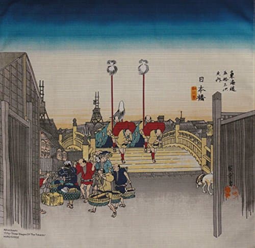 Furoshiki 'Tokyo Nihonbashi' Motif Japanese Fabric 48cm
