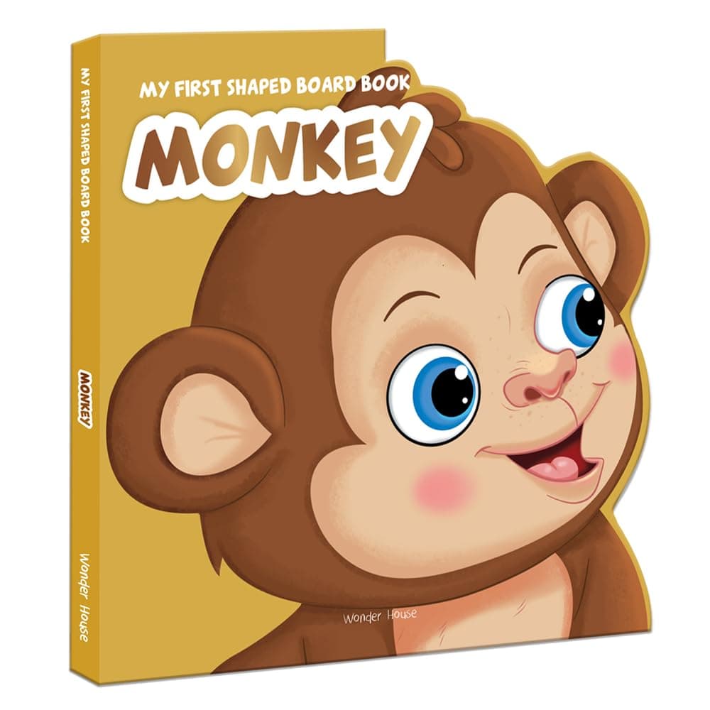 Wonder House Books My First Shaped Board - Monkey, Die-Cut Animals, Picture Book for Children