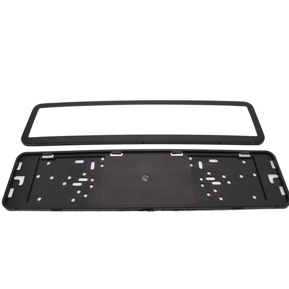 European 53 x 13 cm Stainless Steel Car License Plate Frame Holder With Four Screws Vehicle Car Styling (Black)