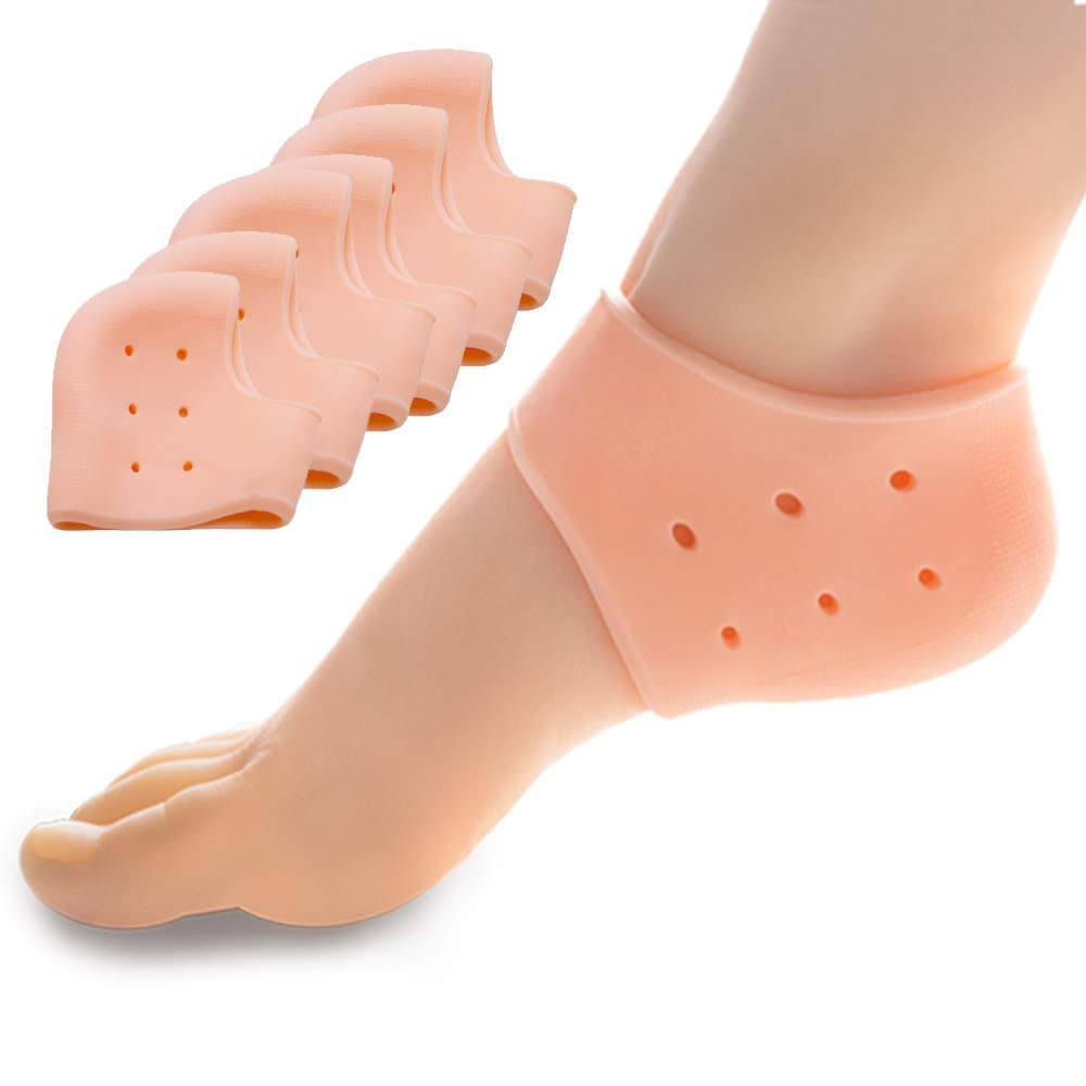 Heel Cups for Heel Pain, Sumiwish 6 PCS Thick Heel Support for Plantar Fasciitis, Silicone Heel Protector Pads, Heel Cushion for Bone Spur and Heel Spur Pain Relief, Cracked Heels