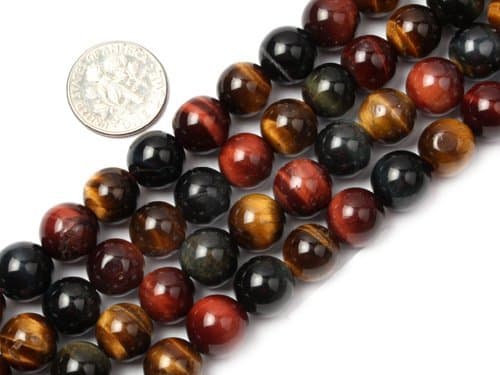 6mm Round Gemstone Mixed Color Tiger Eye Beads Strand 15"