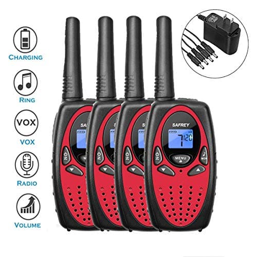 Walkie Talkies, Safrey Rechargeable Walkie Talkies for Kids, 22 Channels FRS Two way Radios, 3 Mile Long Range Kids Walkie Talkies for Adults Outside Adventures(4 Packs, RED)
