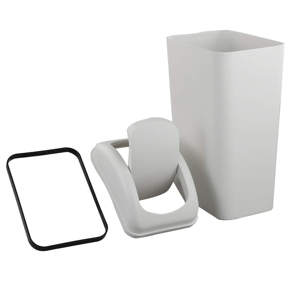 Saedy 3.2 Gallon/ 12 L Swing Lid Trash Can, Greyish Plastic Slim Garbage Can