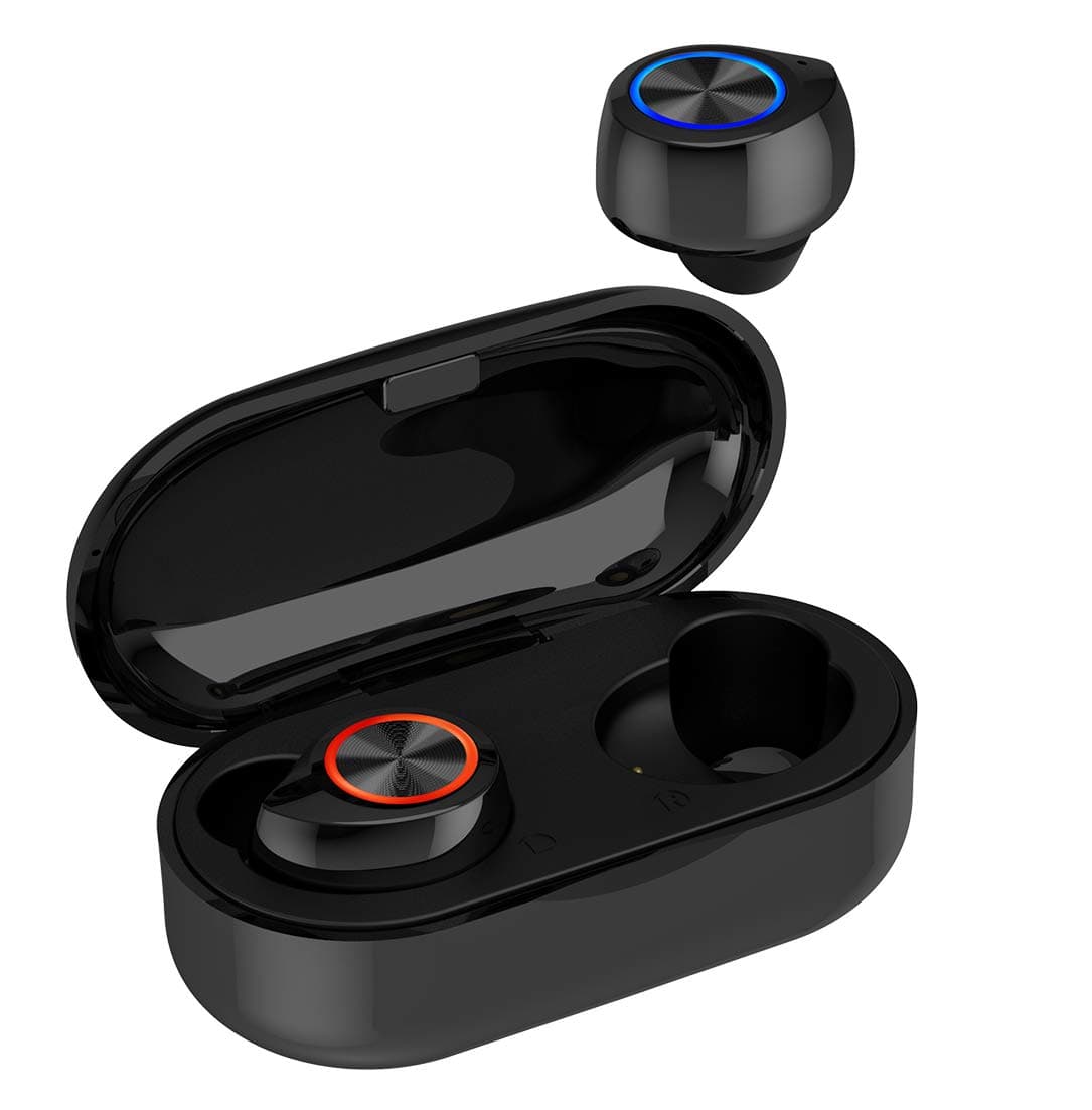 Bluetooth Headphones, QueenDer Wireless Earphones In Ear Bluetooth 5.0 Noise Cancelling with Microphone Deep Bass 3D Stereo Sound True Wireless Mini Earbuds Running Sport for iOS Android(Black)