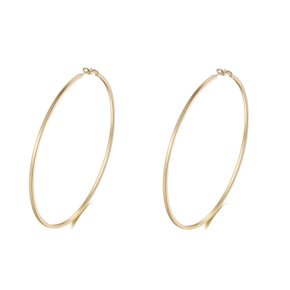 Extra Large Hoop Earrings for Women Square Line Round Gold Hoops 100mm