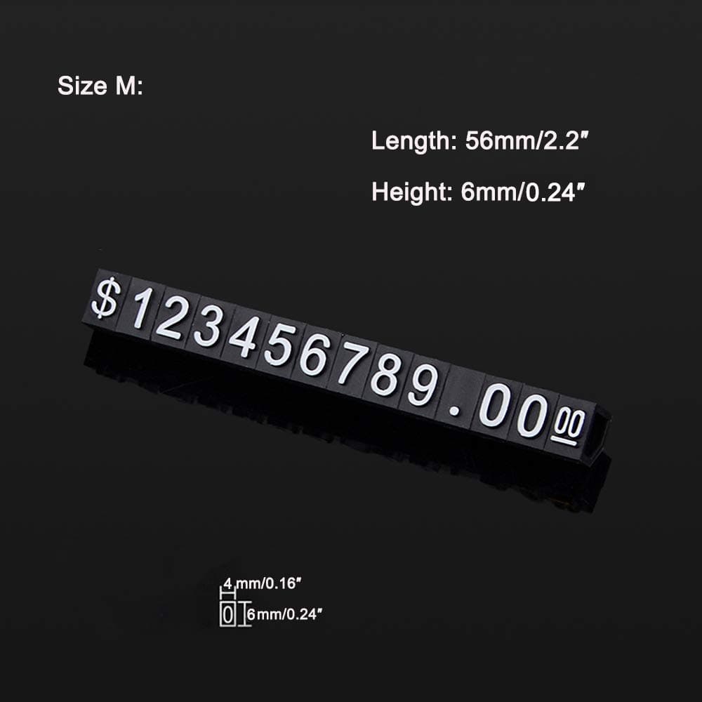 Mollytek 20 Sets Adjustable Price Tag Cube for Jewelry Display Counter Stand Number Letter Dollar Price Block Kit for Retail Shop (White, M)