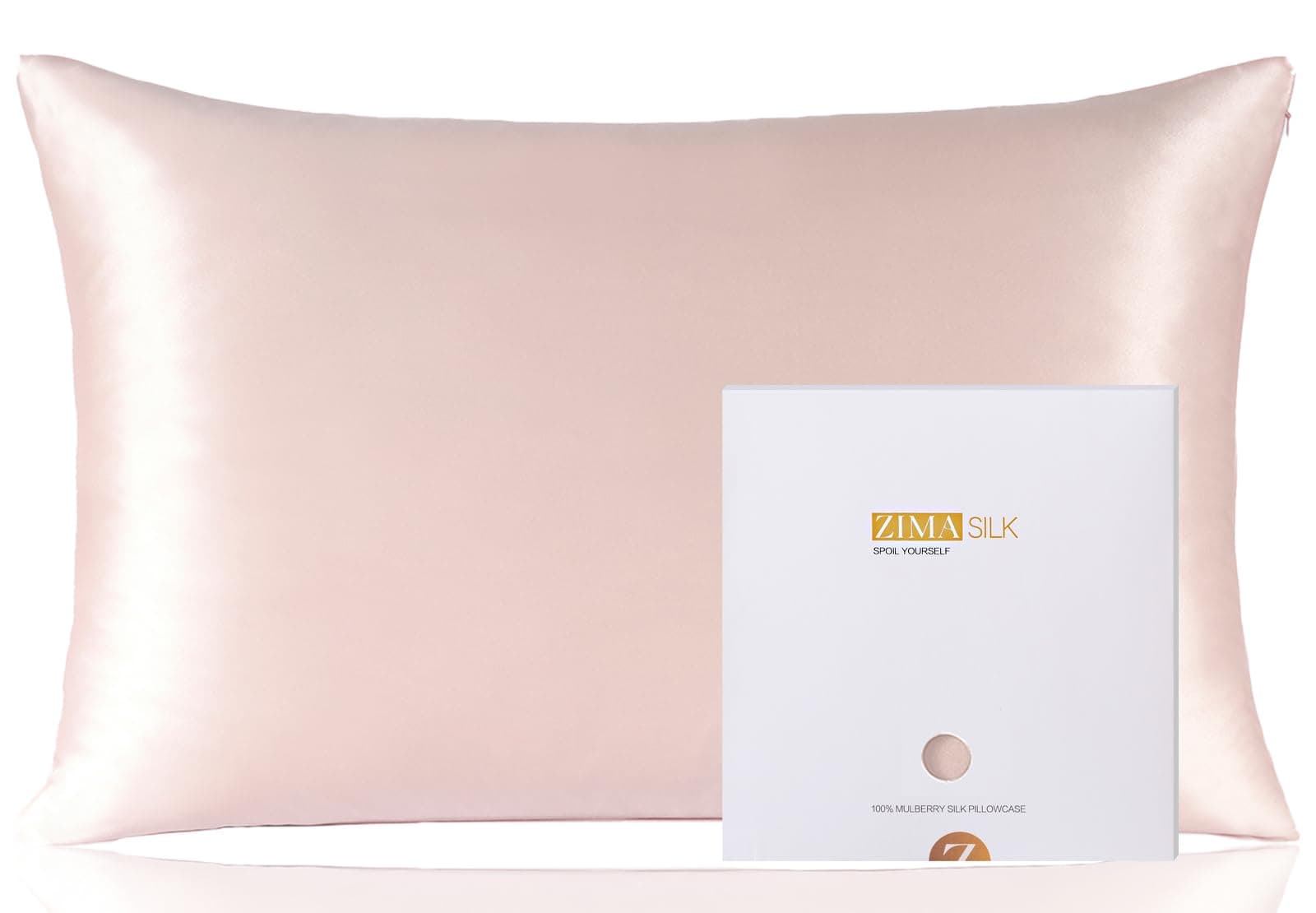 ZIMASILK 100% Mulberry Silk Pillowcase for Hair and Skin Health,Soft and Smooth,Both Sides Premium Grade 6A Silk,600 Thread Count,with Hidden Zipper,1pc (50x75cm, Pink)