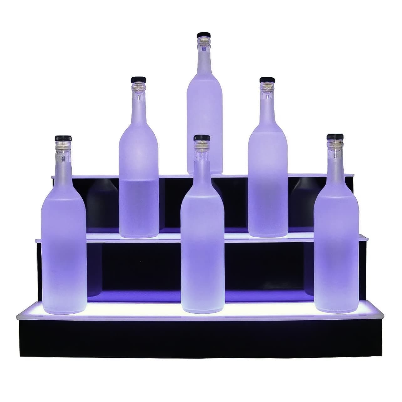 24" 3 Step Lighted Liquor Bottle Display Shelf with LED Color Changing Lights