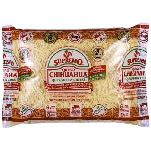 VV Supremo Shredded Queso Chihuahua Cheese, 5 Pound -- 4 per case.