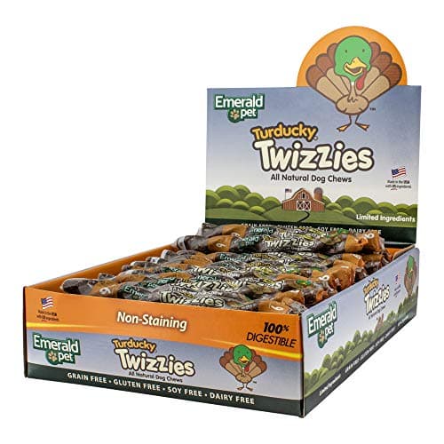 Emerald Pet - Dog Chews, Turkey Duck Chew Treats, Rawhide Free, All-Natural Chew Sticks, Lasting Dog Treat, 100% Digestible, No Mess, Grain-Free, Gluten-Free (Twizzies, Size 9, 30 Count)