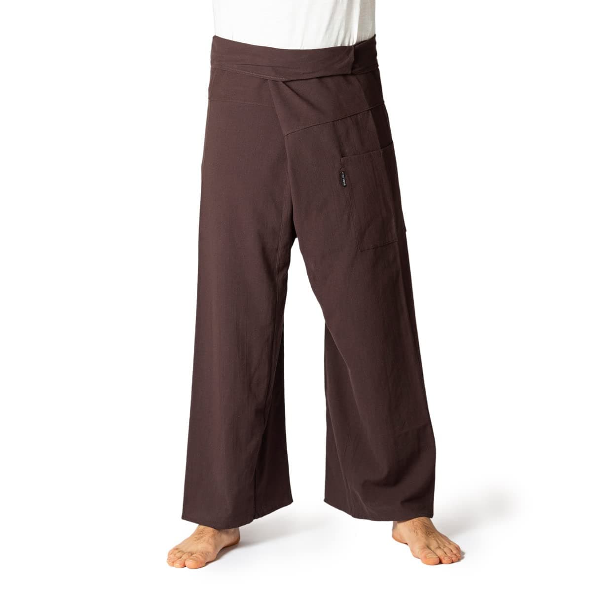 Thai Fisherman Pants Cotton for Women & Men - Unisex Thai Wrap Trousers with Adjustable Fit in 2 Lengths - Ideal as Yoga Pants or Martial Arts Trousers