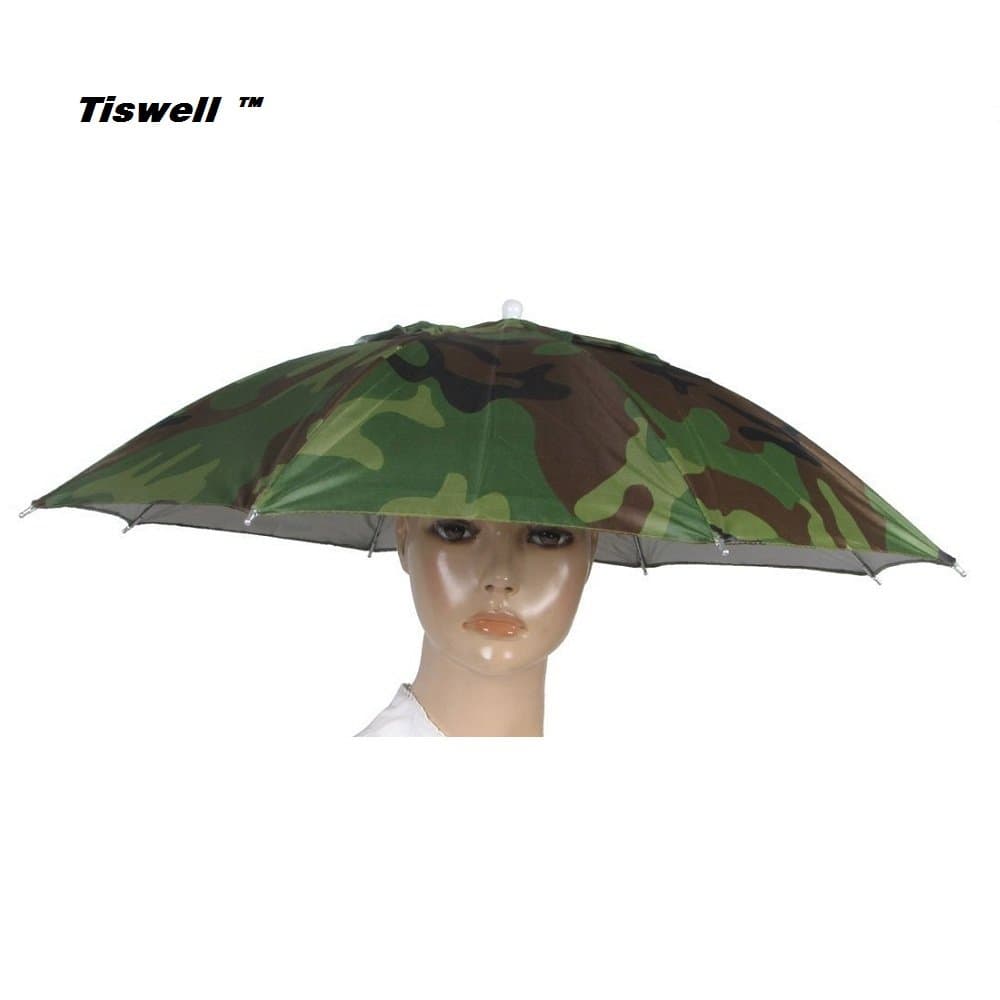 Tiswell Umbrella Hat 26" Diameter Elastic Headwear Umbrella Hat for Fishing, Gardening, Photography, Walking