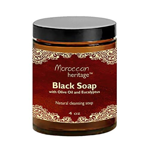 Moroccan Black Soap with Olive Oil and Eucalyptus Natural Cleansing Soap (4 oz)