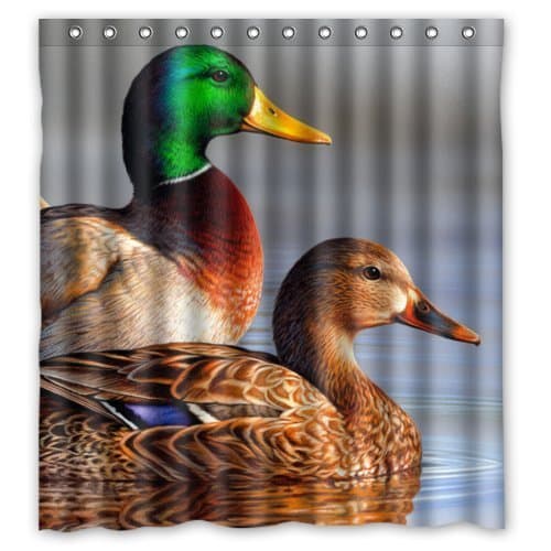 TT Family Window Curtain Stylish Living Elegant Oil Painting Mandarin Duck Couple Art Fowl Bird Animal with Hooks 52"x63" (One Piece)