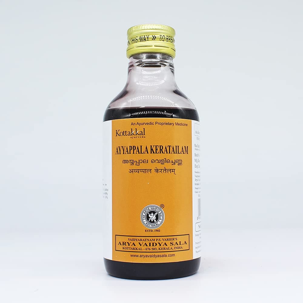 Ayyappala Kera Tailam-200ML, (Pack Of 2), Of Arya Vaidya Sala Kottakkal and get Golden Oldie Herbs®, Sukanthi Pills-1gm