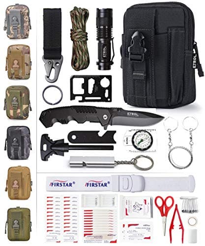ETROL 22-in-1 Emergency Survival Kit, First Aid Kit, Upgraded Tactical IFAK Molle Pouch Prepper Pocket Compatible Outdoor Kits for Camping, Car, Earthquake, Boat, Hunting, Hiking, Home, Backpack