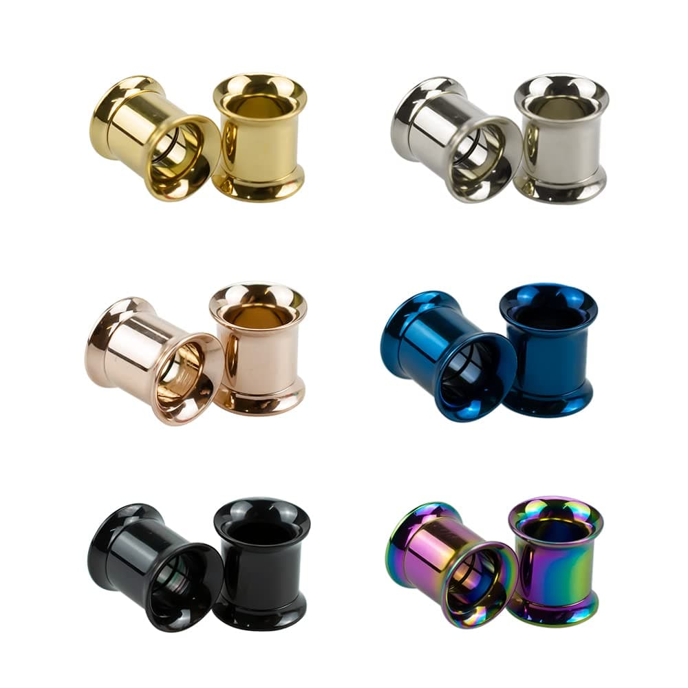 3-6Pairs-Mix Color Surgical Steel Screw Tunnel Plugs Hollow Ear Expander Gauge Piercing