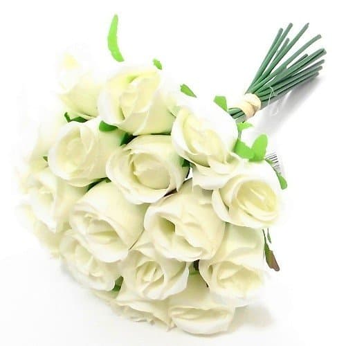 30cm Bunch/Bundle of 18 Artificial Ivory/Cream Roses - weddings homes grave