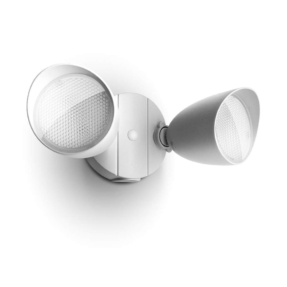 6222W 2500 Lumen 32 Watt 28 LED Dual-Head Floodlight Outdoor, Full Metal Design, Waterproof Exterior Security Wall Light for Patio, Garden, Yard-White