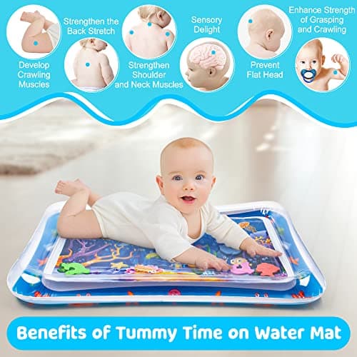 Yeeeasy Tummy Time Water Mat 丨Water Play Mat for Babies Inflatable Tummy Time Water Play Mat for Infants and Toddlers 3 to 12 Months Promote Development Toys Cute Baby Gifts