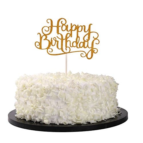 Sunny ZX Happy Birthday Cake Cupcake Smash Candle Alternative Party Handmade Gold Glitter