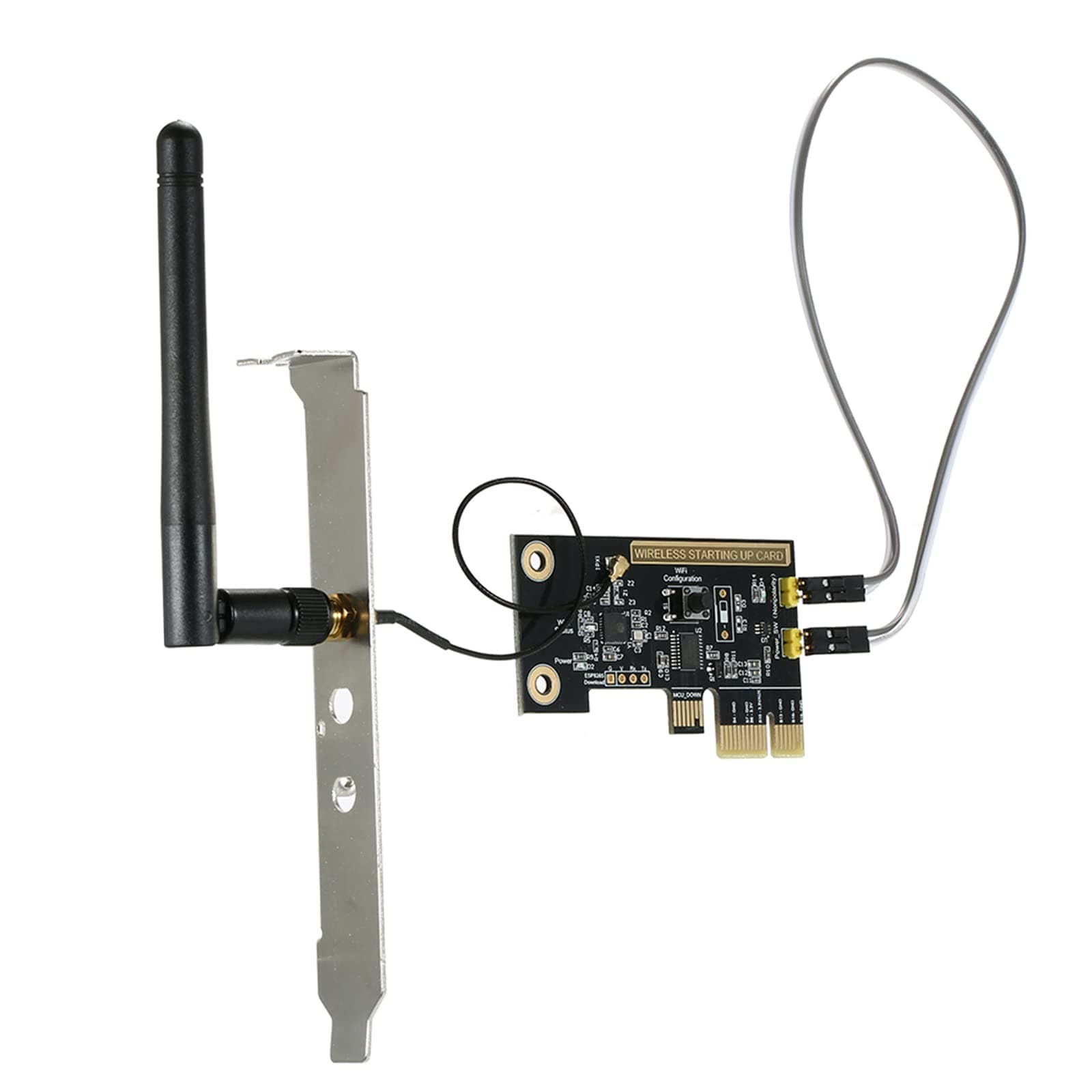 eWeLink Mini PCI-e Detop PC Remote Control Switch Card WiFi Wireless Smart Switch Module Wireless Restart Switch Turn On/OFF Computer Boot Card with External Antenna & 1PCS Fixed Plate for