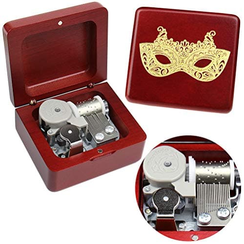 Sinzyo Masquerad Music Box Vintage Wood Carved Wind Up Musical Box Gift for Christmas,Birthday,Valentine's Day B