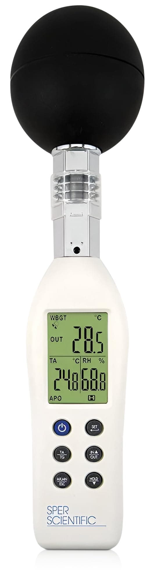 Sper Scientific Wet Bulb Globe Heat Stress Meter with Color Coded Display 801038 - Audible Alarms & Large LCD Display WBGT Monitoring for Indoor & Outdoor Use - OSHA-Compliant Heat Risk Alerts