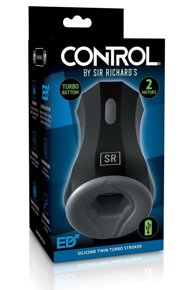 Pipedream Products Control by Sir Richard's Silicone Twin Turbo Stroker, 1 Count