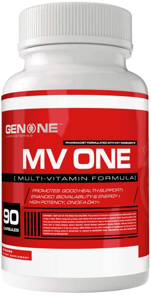 GenOne Nutrition MV One Multi-Vitamin Formula for Men Women and Childen, High-Potency Vitamins & Minerals, Daily Nutrition, Elevated Energy Levels & Overall Focus, 30 Day Supply