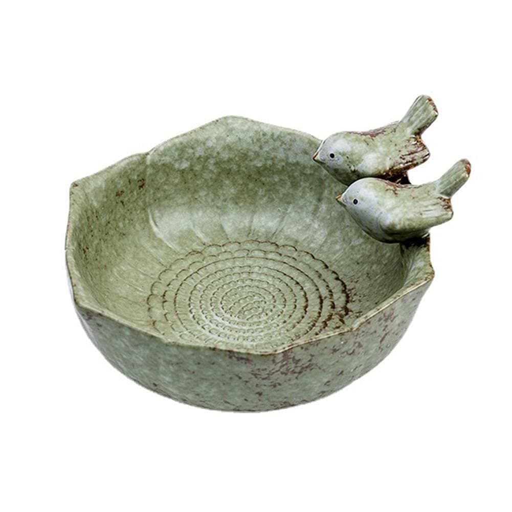 5.9" Ceramic Birdbath Bowl Wild Bird Feeder Food Holder Container Bird Feeding Tray for Outside Bee Water Bath Outdoor Garden Courtyard Decoration