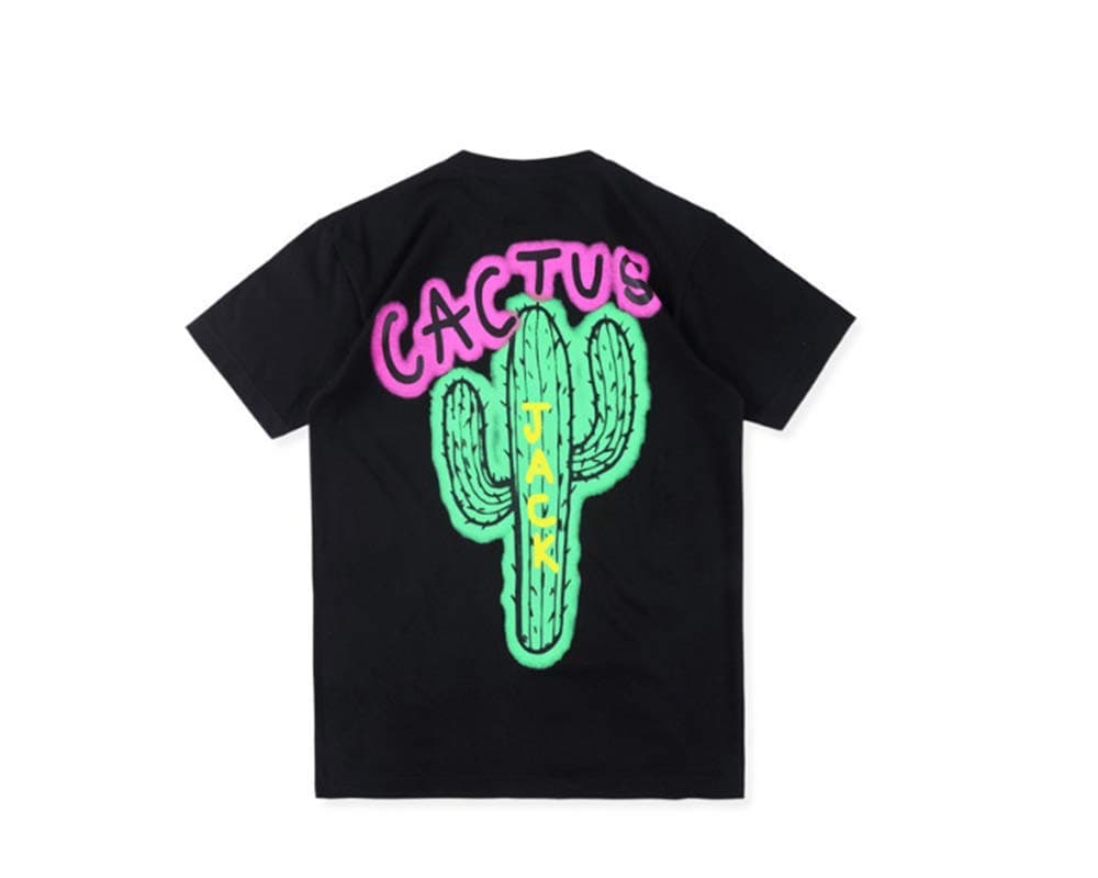 Fashion Travis Scott Astroworld Cactus Jack Cotton Loose Crewneck T Shirt for Men/Women Black