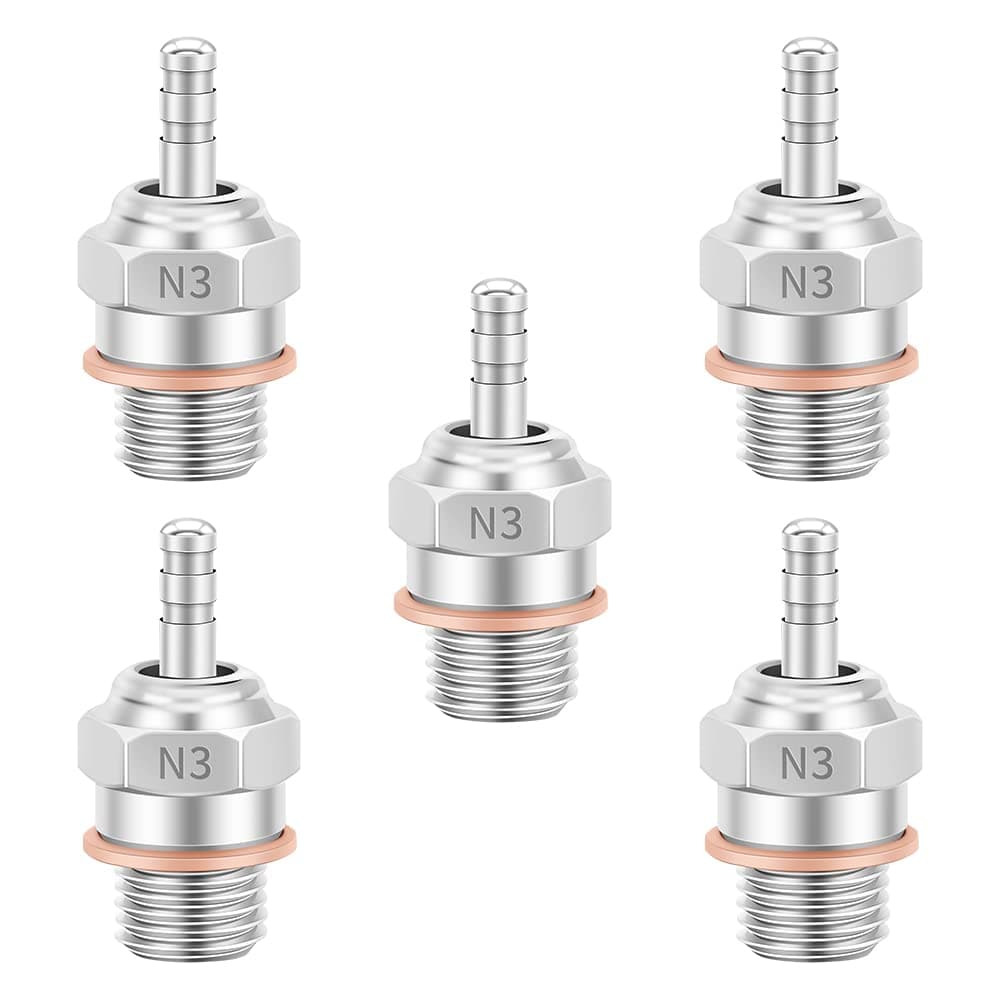 GLOBACT RC Glow Plugs 70117#3 N3 Hot Spark Nitro Engine Parts Replace OS 8 for Traxxas Redcat Kyosho HSP HPI 1/8 1/10 Scale RC Car Truck Buggy (5pcs)