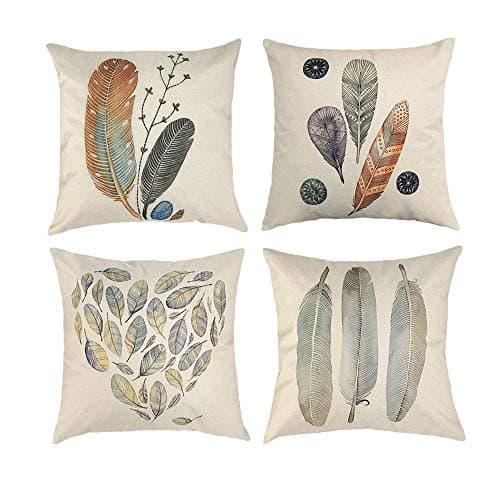 Abizoe Home Decor Cushion Cover Simple Leaves Throw Pillowcase Pillow Covers 18 X 18 Inch，Set of 4 (Style-2)