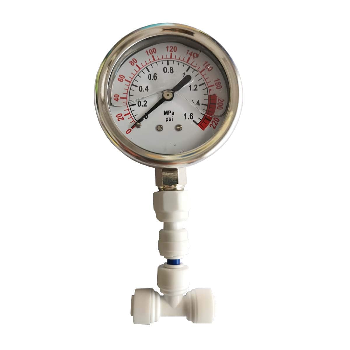 Malida Water Pressure Gauge Stainless For Aquarium Meter 0-1.6MPa 0-220psi Reverse Osmosis System Pump With 1/4